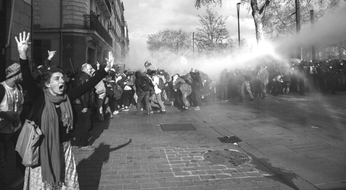 Fifty years on from 1968 the authorities in Nantes resort to water cannon at a 10,000 strong demonstration against the evictions at ZAD Fifty years on from 1968 the authorities in Nantes resort to water cannon at a 10,000 strong demonstration against the evictions at ZAD